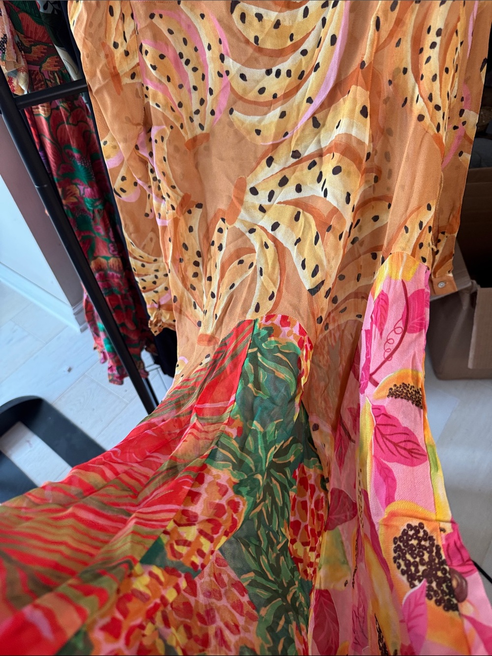 FARM Rio NWT Mixed Prints Maxi Chemise Dress with Belt - Picture 14 of 16